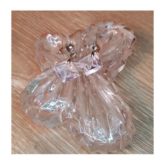 Sparkling Crystal Silver Tone Earrings And Necklace Set Elagant Glam Dainty - Picture 3 of 4